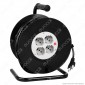 V-Tac Prolunga Avvolgicavo Spina 16A e 4 Prese 10/16A Bipasso/Schuko Colore Nero 25 metri - SKU 8703
