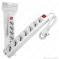 V-Tac Multipresa 7 Posti Colore Bianco con Interruttore Luminoso e Attacco a Parete - SKU 8714