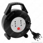 V-Tac Prolunga Avvolgicavo Spina 16A e 2 Prese 10/16A Bipasso Colore Nero - 5 metri - SKU 8700