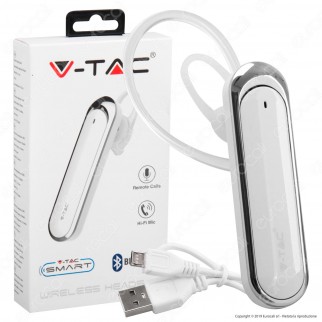 V-Tac VT-6800 Auricolare Bluetooth Headset Colore Bianco - SKU 7703