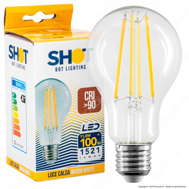 Bot Lighting Shot Lampadina LED E27 11W Bulb A67 Filamento CRI 90 -