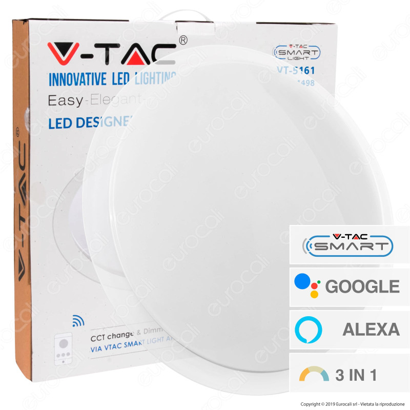 V-Tac Smart VT-5161 Plafoniera LED 60W Changing Color 3in1 Wi-Fi