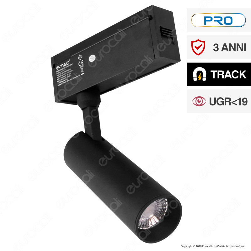 V-Tac PRO VT-4215 Magnetic Track Light Faretto LED Magnetico 15W Nero