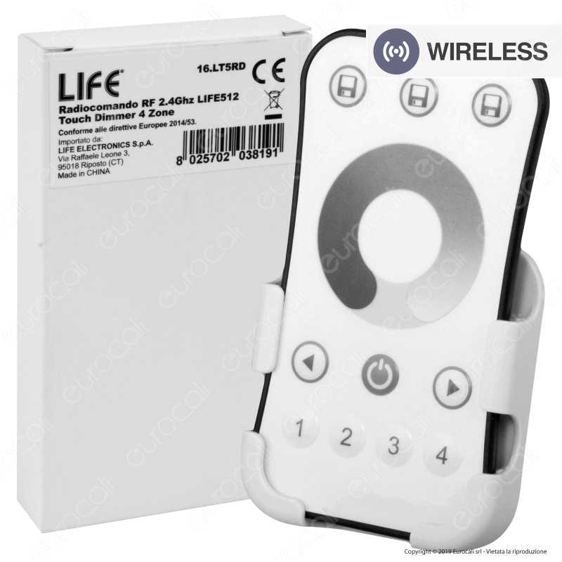 Life Radiocomando RF 2.4Ghz Touch Dimmer 4 Zone per Strisce LED