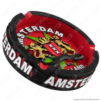 Amsterdam Posacenere da Tavolo Rotondo in Terracotta con Logo in