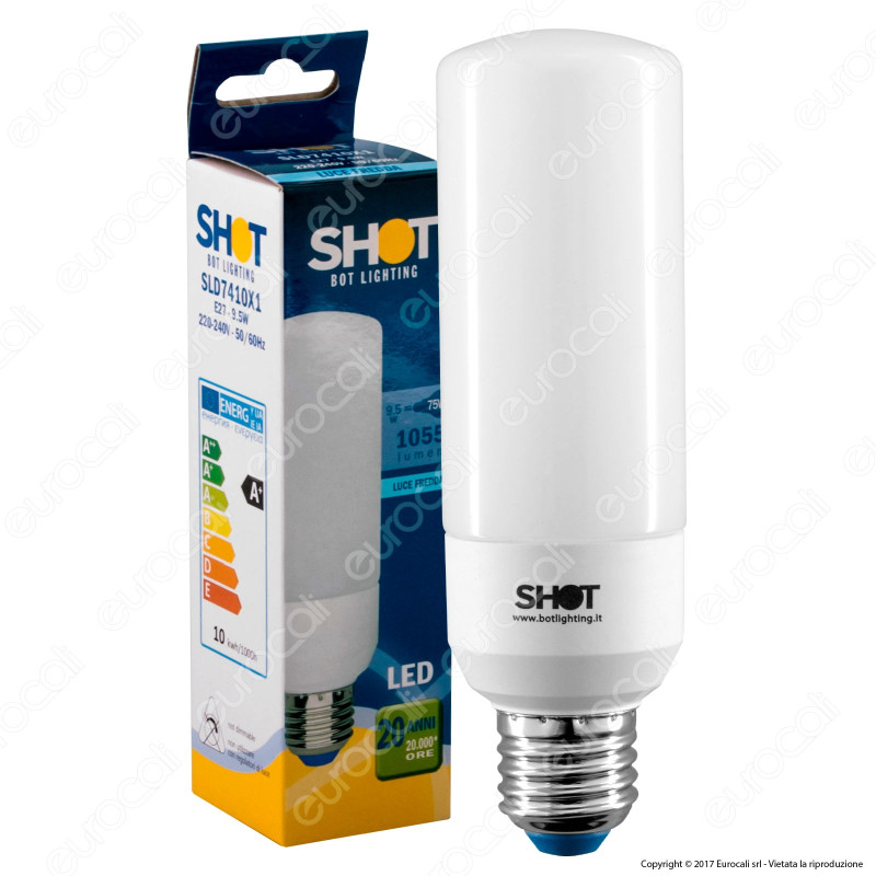 Bot Lighting Shot Lampadina LED E27 9,5W Tubolare T45 - mod.