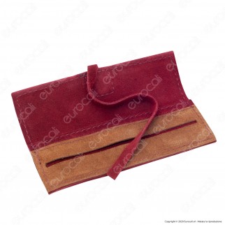 Il Morello Portacartine in Vera Pelle Colore Rosso Bordeaux e Marrone
