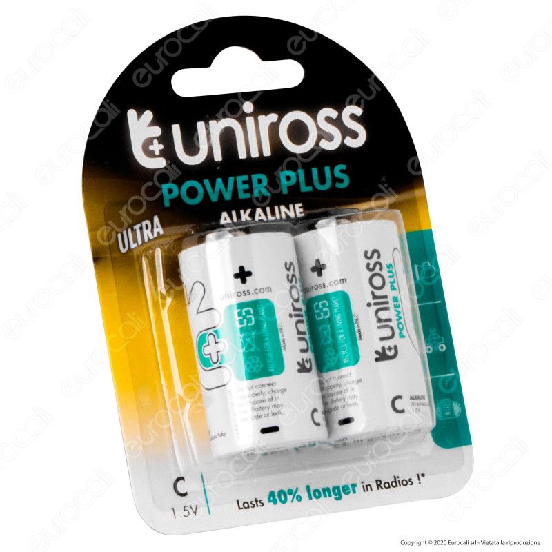 Uniross Pile Alcaline Power Plus C / LR14 / MezzaTorcia / Baby 1,5V -