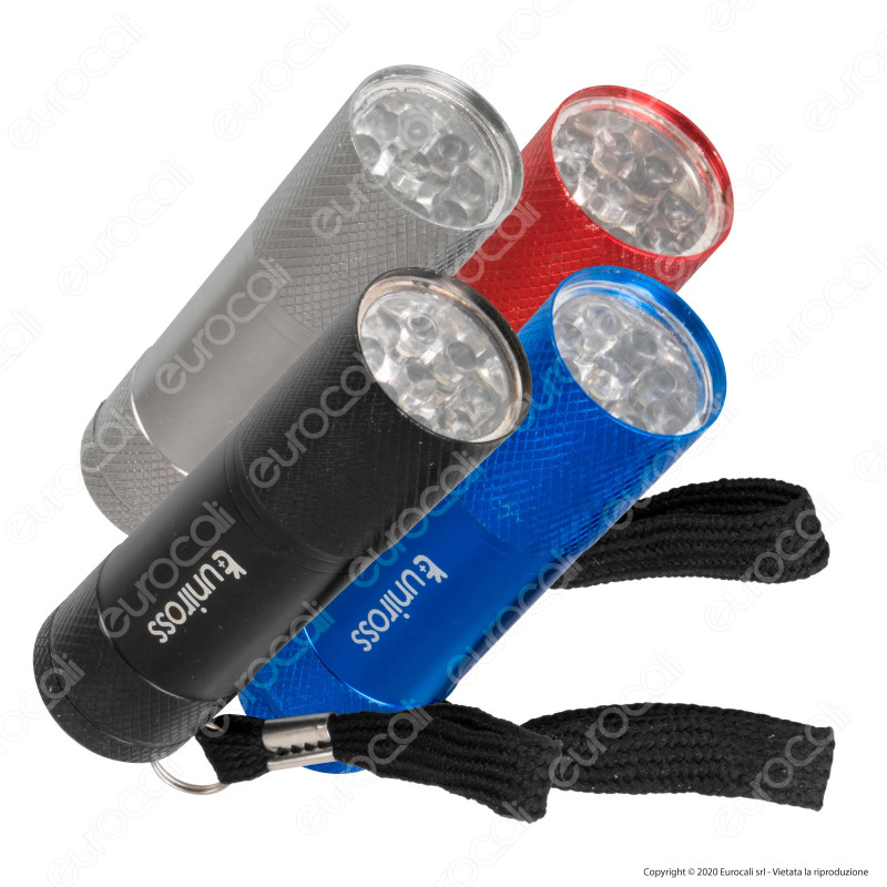 Uniross Torcia LED 9W Tascabile in Alluminio a Batterie AAA