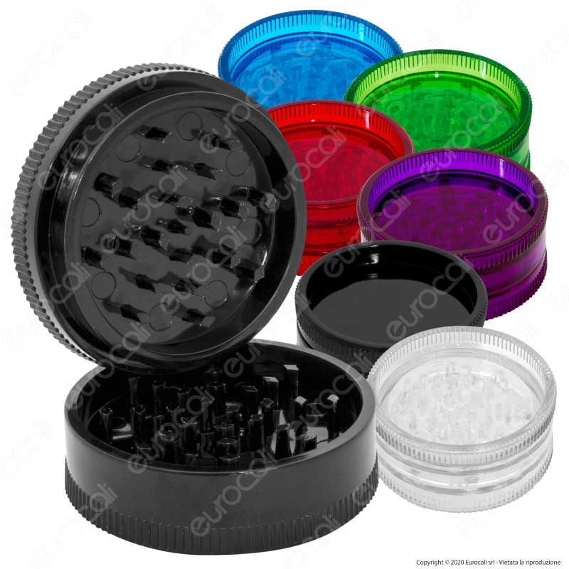 Grinder Tritatabacco 2 Parti in Plastica Trasparente
