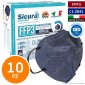 Sicura Protection 10 Mascherine Protettive Colore Blu Elastici Neri Filtranti Monouso Classe Protezione FFP3 in TNT