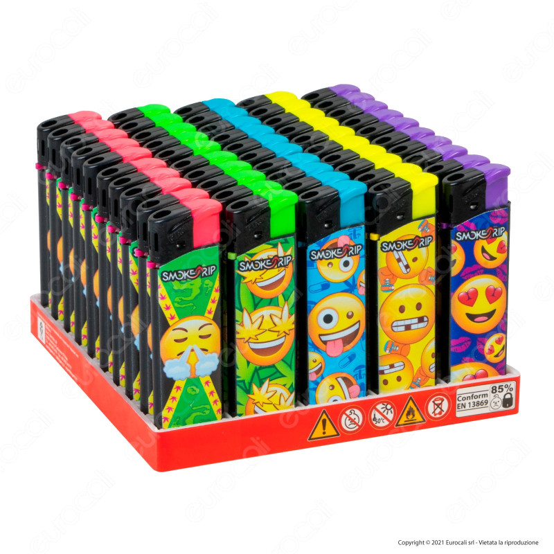 SmokeTrip Accendini Elettronici Ricaricabili Fantasia Emoticon - Box