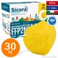 Sicura Protection 30 Mascherine Protettive Colore Giallo Monouso con Protezione Certificato FFP2 NR in TNT