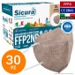 Sicura Protection 30 Mascherine Protettive Colore Tortora Monouso con Protezione Certificato FFP2 NR in TNT