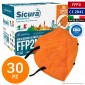 Sicura Protection 30 Mascherine Protettive Colore Arancione Elastici Neri Monouso Protezione Certificato FFP2 NR