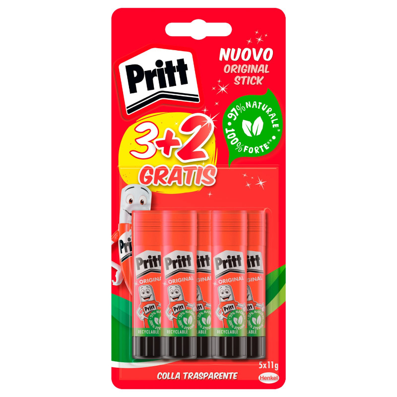 Pritt Original Stick Colla Trasparente - Confezione da 5 Flaconi