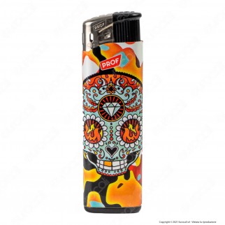 Prof Electronic Color Skull Accendino Maxi Elettronico Ricaricabile -