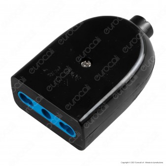 Ecova Presa Singola 10/16A 2P+T con Uscita Cavo Dritta Colore Nero -