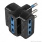 Ecova Adattatore Triplo con Spina 16A 2P+T e 3 Prese 10/16A 2P+T Bipasso Colore Nero - mod. 33046