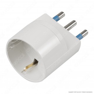 Ecova Adattatore Singolo Spina 16A 2P+T con Presa Schuko + 10A 2P+T