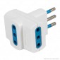 Ecova Adattatore Triplo con 1 Presa Centrale 10A 2P+T e 2 Laterali 10A 2P+T Colore Bianco - mod. 33039