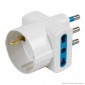 Ecova Adattatore Triplo con 1 Presa Centrale Schuko + 10A 2P+T e 2 Laterali 10/16A 2P+T Colore Bianco - mod. 33047