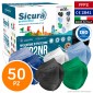 Sicura Protection 50 Mascherine Protettive Colorate Monouso con Fattore di Protezione Certificato FFP2 NR in TNT